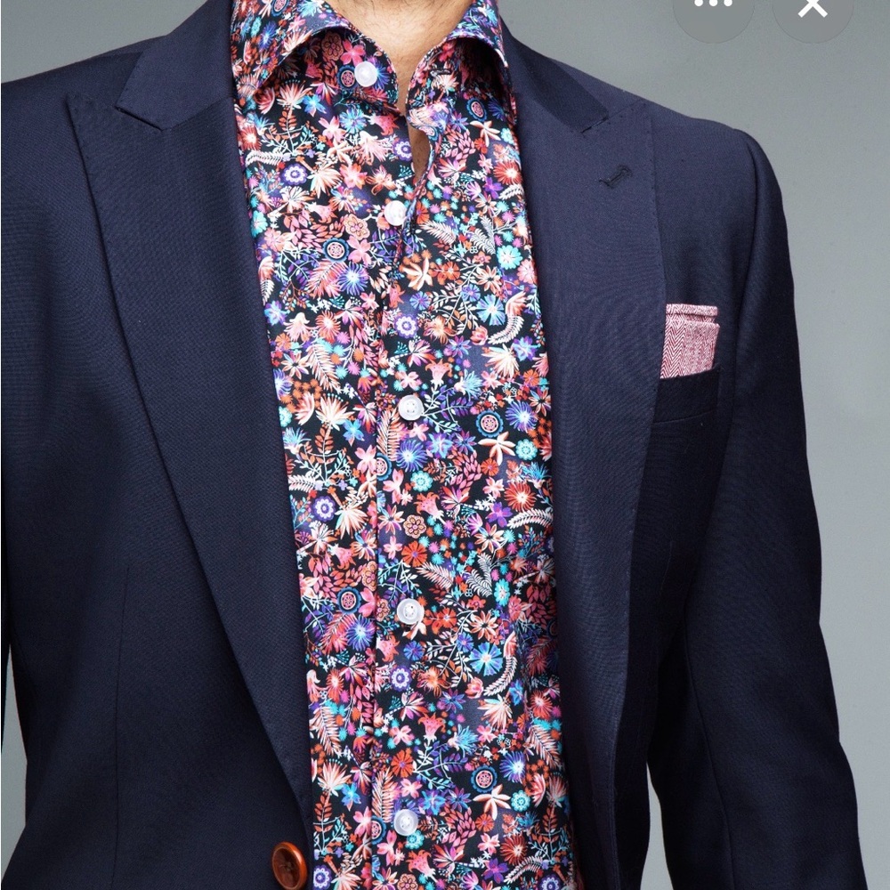 Kurt River Hell's Spread Shirt Classic Fit Size L Floral Men's Short Sleeve